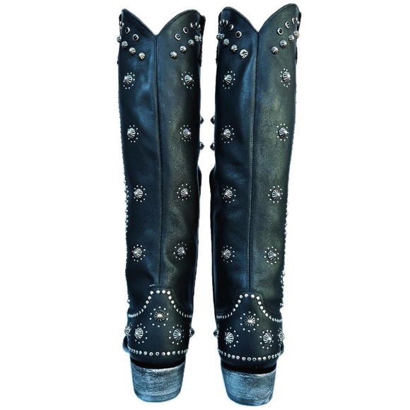 OLD GRINGO Kellie 18” L3095-1 Studded Knee High Cowboy Western Black Boots - Picture 3 of 7